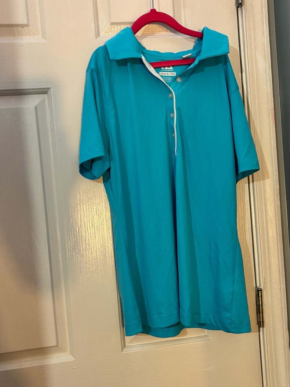 Cutter & Buck CB DryTec 50+ UPF Moisture Wicking Teal Golf Polo Shirt Size M